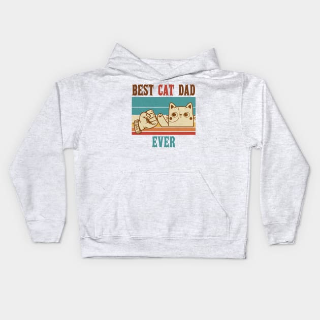 Best Cat Dad Ever Vintage Fist Bump Kids Hoodie by Clawmarks